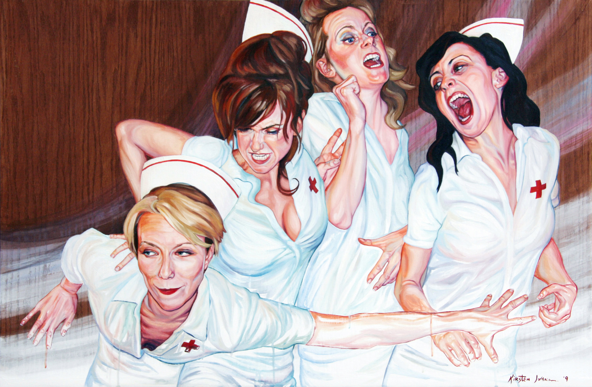 Lustful laughing nurse